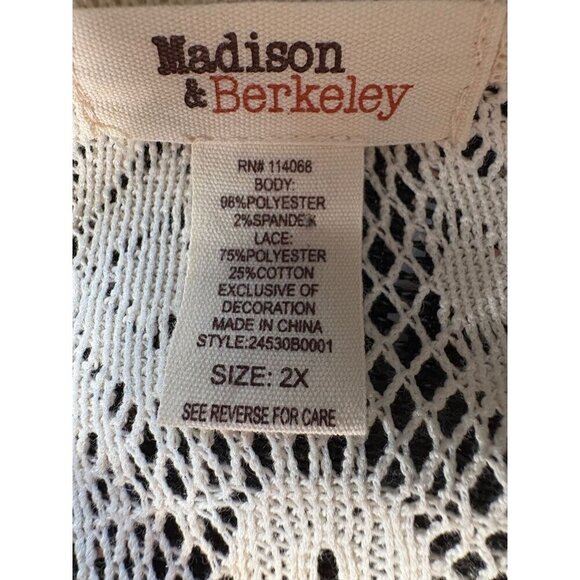 NWT Madison & Berkeley Striped Pink & White 3/4 Sleeve Tunic Lace Back 2X - Picture 5 of 6